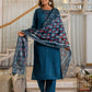 Silk Embroidery and Mirror Work Straight Kurta with Pant & Dupatta