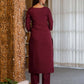 Silk Embroidery and Mirror Work Straight Kurta with Pant & Dupatta