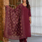 Silk Embroidery and Mirror Work Straight Kurta with Pant & Dupatta