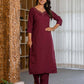 Silk Embroidery and Mirror Work Straight Kurta with Pant & Dupatta