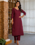 Silk Embroidered Straight 3 Piece Kurta Set