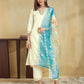 Silk Embroidered Straight Kurta with Pant & Dupatta