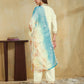 Silk Embroidered Straight Kurta with Pant & Dupatta