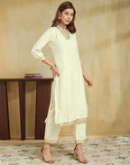 Silk Blend Embroidered Straight 3 Piece Kurta Set