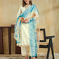 Silk Embroidered Straight Kurta with Pant & Dupatta