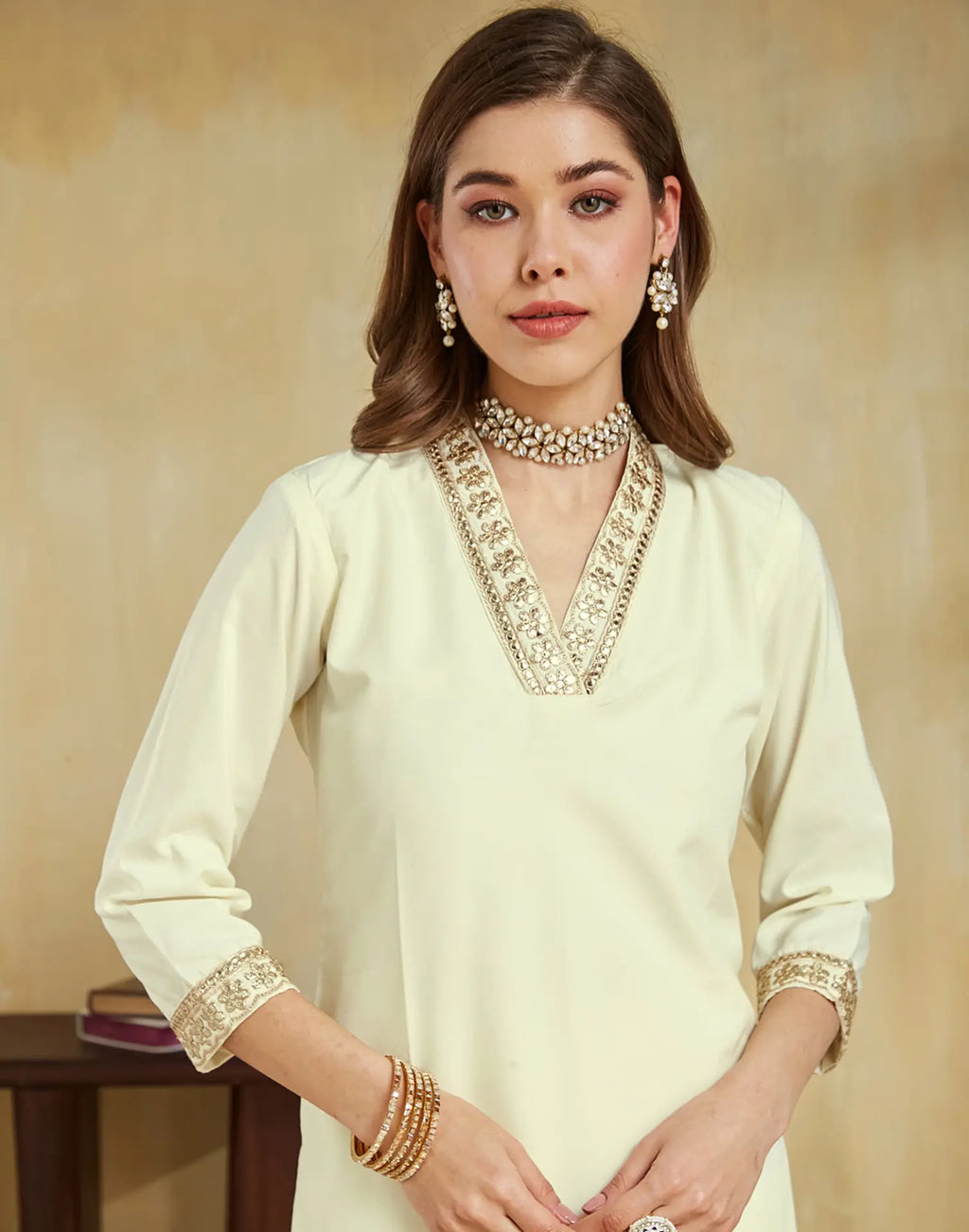 Silk Blend Embroidered Straight 3 Piece Kurta Set