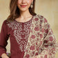 Silk Embroidery Work Straight Kurta with Pant & Dupatta