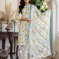 Cotton Floral Print A-Line Kurta with Pant & Dupatta
