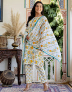 Viscose Rayon Floral Print Straight 3 Piece Kurta Set