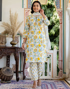 Viscose Rayon Floral Print Straight 3 Piece Kurta Set