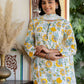 Cotton Floral Print A-Line Kurta with Pant & Dupatta