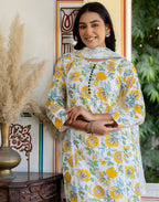 Viscose Rayon Floral Print Straight 3 Piece Kurta Set
