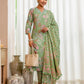Skylee Light Green Cotton Printed Straight Kurta Set for Women