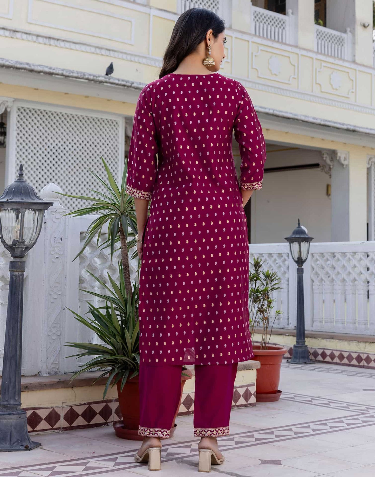 Cotton Woven Design A-Line Kurta with Pant & Dupatta