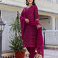 Cotton Woven Design A-Line Kurta with Pant & Dupatta