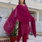 Cotton Woven Design A-Line Kurta with Pant & Dupatta