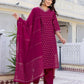 Cotton Woven Design A-Line Kurta with Pant & Dupatta