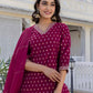 Cotton Woven Design A-Line Kurta with Pant & Dupatta