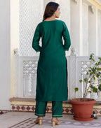 Silk Blend Gota work Straight 3 Piece Kurta Set