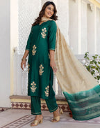 Silk Blend Gota work Straight 3 Piece Kurta Set