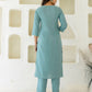 Cotton Embroidered Straight Kurta with Pant & Dupatta