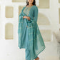 Cotton Embroidered Straight Kurta with Pant & Dupatta