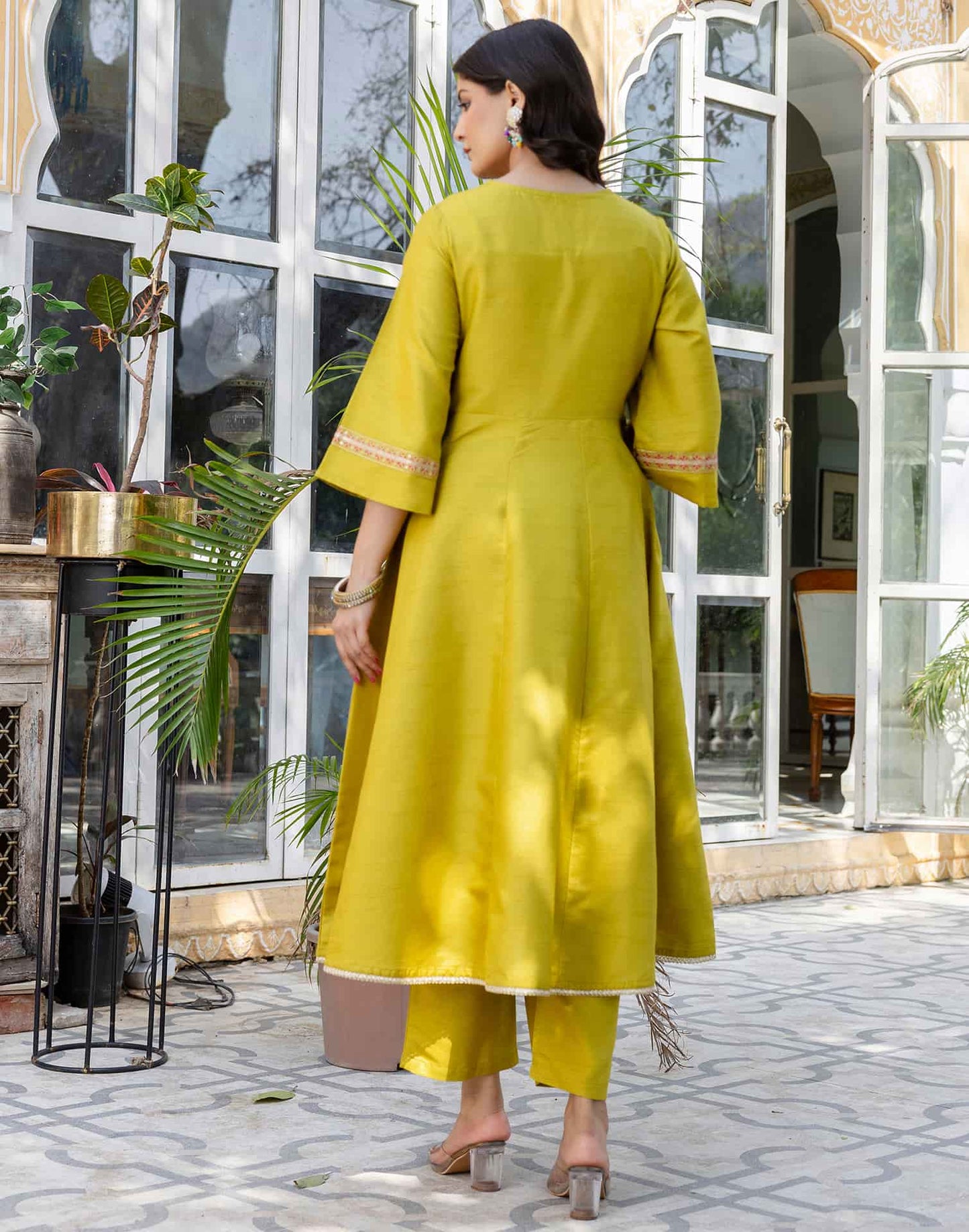 Silk Embroidered Anarkali Kurta with Pant & Dupatta