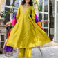 Silk Embroidered Anarkali Kurta with Pant & Dupatta