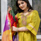 Silk Embroidered Anarkali Kurta with Pant & Dupatta