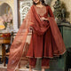 Silk Blend Embroidered Anarkali Kurta with Pant & Dupatta