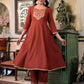 Silk Blend Embroidered Anarkali Kurta with Pant & Dupatta