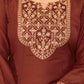 Silk Blend Embroidered Anarkali Kurta with Pant & Dupatta