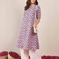Cotton Printed A-line Round Neck Kurti