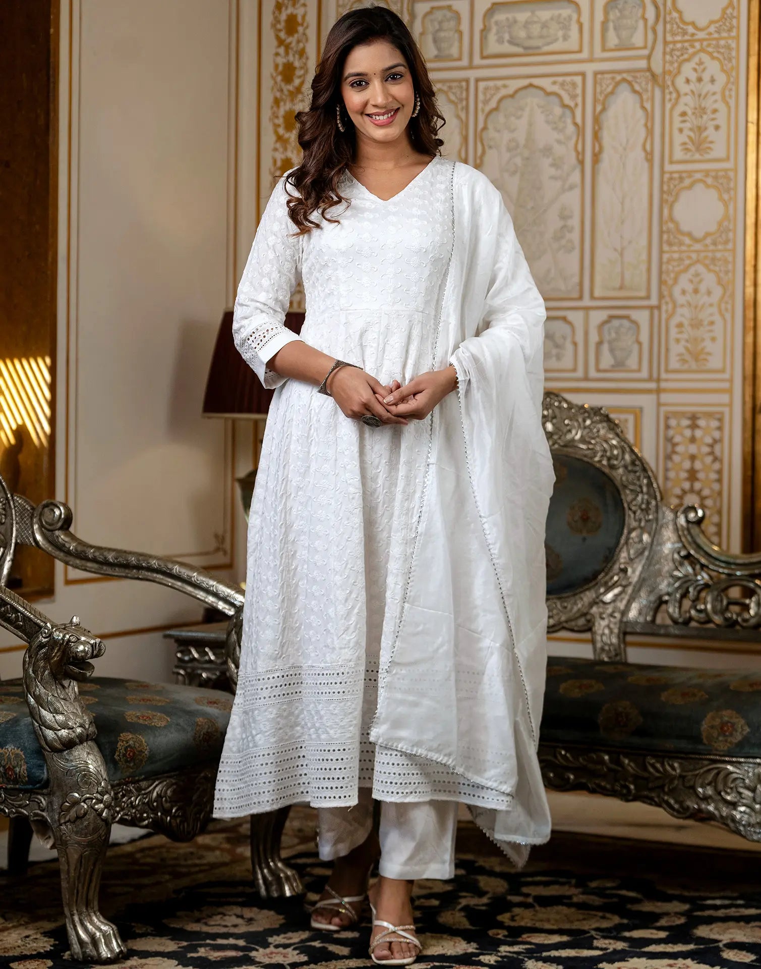 Rayon Embroidered Anarkali 3 Piece Kurta Set