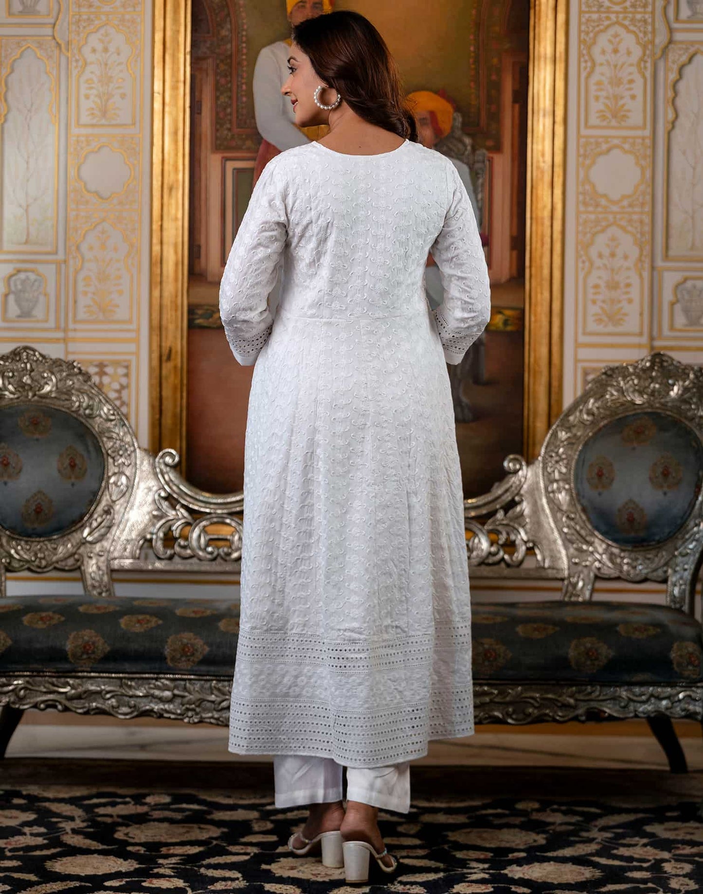 Rayon Embroidered Anarkali Kurta with Pant & Dupatta