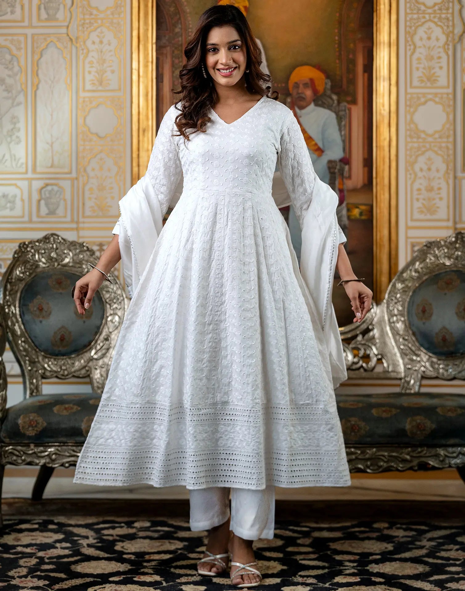Rayon Embroidered Anarkali 3 Piece Kurta Set