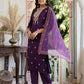Silk Embroidery and Sequins Work Straight Kurta with Pant & Dupatta