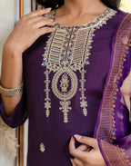 Silk Embroidered Straight 3 Piece Kurta Set