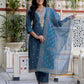 Silk Embroidery and Sequins Work Straight Kurta with Pant & Dupatta