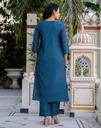 Silk Embroidered Straight 3 Piece Kurta Set