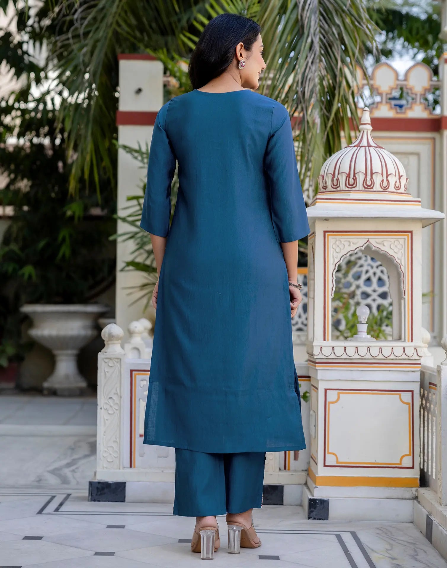 Silk Embroidered Straight 3 Piece Kurta Set