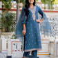 Silk Embroidery and Sequins Work Straight Kurta with Pant & Dupatta