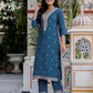 Silk Embroidery and Sequins Work Straight Kurta with Pant & Dupatta