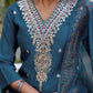 Silk Embroidery and Sequins Work Straight Kurta with Pant & Dupatta