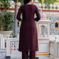 Silk Embroidery and Sequins Work Straight Kurta with Pant & Dupatta