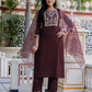 Silk Embroidery and Sequins Work Straight Kurta with Pant & Dupatta