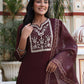 Silk Embroidery and Sequins Work Straight Kurta with Pant & Dupatta