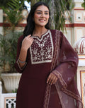 Silk Embroidered Straight 3 Piece Kurta Set