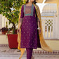 Cotton Blend Table Print Straight Kurta with Pant & Dupatta