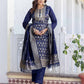 Silk Blend Weaving, Embroidery and Sequins Work A-Line Kurta with Pant & Dupatta